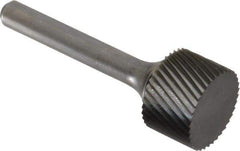 SGS Pro - 3/4" Cut Diam, 1/4" Shank Diam, Cylinder Head Single Cut Burr - Carbide, Flat End, 1/2" LOC - Benchmark Tooling