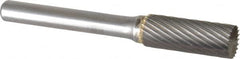 SGS Pro - 3/8" Cut Diam, 1/4" Shank Diam, Cylinder with End Cut Head Single Cut Burr - Carbide, End Cut End, 1" LOC - Benchmark Tooling