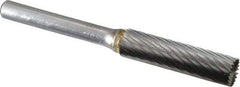 SGS Pro - 3/8" Cut Diam, 1/4" Shank Diam, Cylinder with End Cut Head Single Cut Burr - Carbide, End Cut End, 1-1/2" LOC - Benchmark Tooling