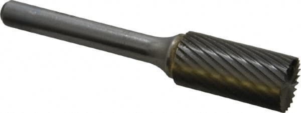 SGS Pro - 1/2" Cut Diam, 1/4" Shank Diam, Cylinder with End Cut Head Single Cut Burr - Carbide, End Cut End, 1" LOC, 2-3/4" OAL - Benchmark Tooling