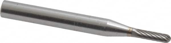 SGS Pro - 1/8" Cut Diam, 1/4" Shank Diam, Cylinder with Radius Head Single Cut Burr - Carbide, Radius End, 1/2" LOC - Benchmark Tooling