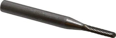 SGS Pro - 1/8" Cut Diam, 1/4" Shank Diam, Cylinder with Radius Head Single Cut Burr - Carbide, Radius End, 5/8" LOC - Benchmark Tooling