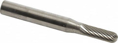 SGS Pro - 3/16" Cut Diam, 1/4" Shank Diam, Cylinder with Radius Head Single Cut Burr - Carbide, Radius End, 5/8" LOC - Benchmark Tooling