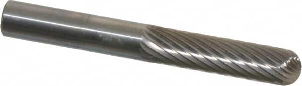 SGS Pro - 1/4" Cut Diam, 1/4" Shank Diam, Cylinder with Radius Head Single Cut Burr - Carbide, Radius End, 1" LOC, 2" OAL - Benchmark Tooling