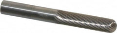SGS Pro - 1/4" Cut Diam, 1/4" Shank Diam, Cylinder with Radius Head Single Cut Burr - Carbide, Radius End, 1" LOC, 2" OAL - Benchmark Tooling