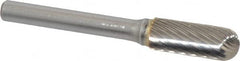 SGS Pro - 3/8" Cut Diam, 1/4" Shank Diam, Cylinder with Radius Head Single Cut Burr - Carbide, Radius End, 1" LOC - Benchmark Tooling