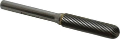 SGS Pro - 3/8" Cut Diam, 1/4" Shank Diam, Cylinder with Radius Head Single Cut Burr - Carbide, Radius End, 1-1/2" LOC - Benchmark Tooling