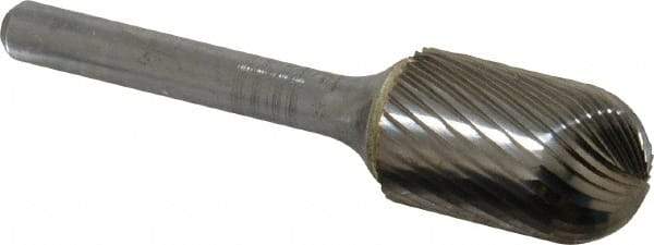 SGS Pro - 5/8" Cut Diam, 1/4" Shank Diam, Cylinder with Radius Head Single Cut Burr - Carbide, Radius End, 1" LOC, 2-3/4" OAL - Benchmark Tooling