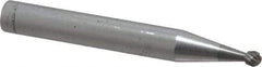 SGS Pro - 1/8" Cut Diam, 1/4" Shank Diam, Ball Head Single Cut Burr - Carbide, Radius End, 3/32" LOC - Benchmark Tooling