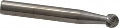 SGS Pro - 1/4" Cut Diam, 1/4" Shank Diam, Ball Head Single Cut Burr - Carbide, Radius End, 7/32" LOC - Benchmark Tooling