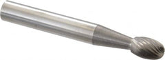 SGS Pro - 1/4" Cut Diam, 1/4" Shank Diam, Oval Head Single Cut Burr - Carbide, Radius End, 3/8" LOC - Benchmark Tooling