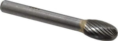 SGS Pro - 3/8" Cut Diam, 1/4" Shank Diam, Oval Head Single Cut Burr - Carbide, Radius End, 5/8" LOC - Benchmark Tooling