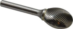 SGS Pro - 3/4" Cut Diam, 1/4" Shank Diam, Oval Head Single Cut Burr - Carbide, Radius End, 1" LOC - Benchmark Tooling