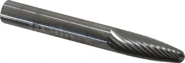 SGS Pro - 1/4" Cut Diam, 1/4" Shank Diam, Tree Head Single Cut Burr - Carbide, Radius End, 3/4" LOC - Benchmark Tooling