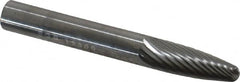 SGS Pro - 1/4" Cut Diam, 1/4" Shank Diam, Tree Head Single Cut Burr - Carbide, Radius End, 3/4" LOC - Benchmark Tooling