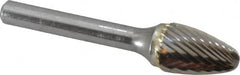 SGS Pro - 1/2" Cut Diam, 1/4" Shank Diam, Tree Head Single Cut Burr - Carbide, Radius End, 3/4" LOC - Benchmark Tooling