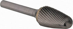 SGS Pro - 5/8" Cut Diam, 1/4" Shank Diam, Tree Head Single Cut Burr - Carbide, Radius End, 1" LOC - Benchmark Tooling