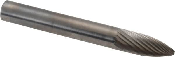 SGS Pro - 1/4" Cut Diam, 1/4" Shank Diam, Tree Head Single Cut Burr - Carbide, Point End, 5/8" LOC, 2" OAL - Benchmark Tooling