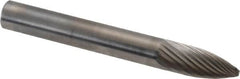 SGS Pro - 1/4" Cut Diam, 1/4" Shank Diam, Tree Head Single Cut Burr - Carbide, Point End, 5/8" LOC, 2" OAL - Benchmark Tooling