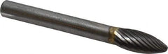 SGS Pro - 5/16" Cut Diam, 1/4" Shank Diam, Flame Head Single Cut Burr - Carbide, Radius End, 3/4" LOC, 1/4" OAL - Benchmark Tooling