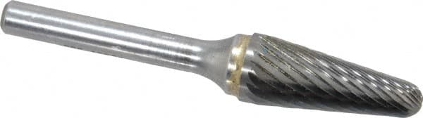 SGS Pro - 1/2" Cut Diam, 1/4" Shank Diam, Taper Head Single Cut Burr - Carbide, Radius End, 1-1/8" LOC - Benchmark Tooling