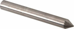 SGS Pro - 1/4" Cut Diam, 1/4" Shank Diam, Cone Head Single Cut Burr - Carbide, Point End, 3/16" LOC, 2" OAL - Benchmark Tooling