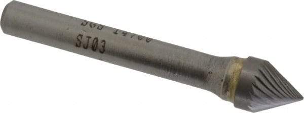 SGS Pro - 3/8" Cut Diam, 1/4" Shank Diam, Cone Head Single Cut Burr - Carbide, Point End, 5/16" LOC, 2-1/16" OAL - Benchmark Tooling