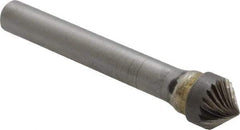 SGS Pro - 3/8" Cut Diam, 1/4" Shank Diam, Cone Head Single Cut Burr - Carbide, Point End, 3/16" LOC, 2-1/16" OAL - Benchmark Tooling