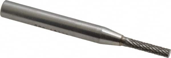 SGS Pro - 1/8" Cut Diam, 1/4" Shank Diam, Cylinder Head Double Cut Burr - Carbide, Flat End, 5/8" LOC, 2" OAL - Benchmark Tooling