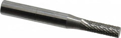SGS Pro - 3/16" Cut Diam, 1/4" Shank Diam, Cylinder Head Double Cut Burr - Carbide, Flat End, 5/8" LOC, 2" OAL - Benchmark Tooling