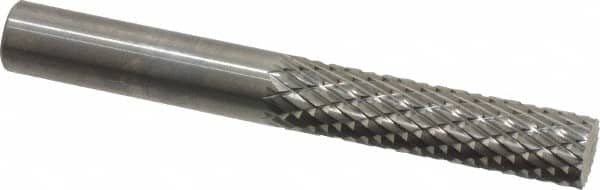 SGS Pro - 1/4" Cut Diam, 1/4" Shank Diam, Cylinder Head Double Cut Burr - Carbide, Flat End, 1" LOC, 2" OAL - Benchmark Tooling