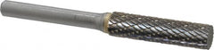 SGS Pro - 3/8" Cut Diam, 1/4" Shank Diam, Cylinder Head Double Cut Burr - Carbide, Flat End, 1-1/2" LOC - Benchmark Tooling