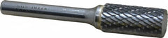 SGS Pro - 1/2" Cut Diam, 1/4" Shank Diam, Cylinder Head Double Cut Burr - Carbide, Flat End, 1" LOC, 2-3/4" OAL - Benchmark Tooling