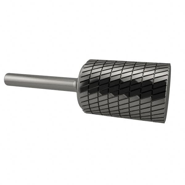 SGS Pro - 5/8" Cut Diam, 1/4" Shank Diam, Cylinder Head Double Cut Burr - Carbide, Flat End, 1" LOC, 2-3/4" OAL - Benchmark Tooling