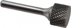 SGS Pro - 3/4" Cut Diam, 1/4" Shank Diam, Cylinder Head Double Cut Burr - Carbide, Flat End, 1/2" LOC - Benchmark Tooling