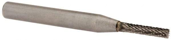 SGS Pro - 1/8" Cut Diam, 1/4" Shank Diam, Cylinder with End Cut Head Double Cut Burr - Carbide, End Cut End, 5/8" LOC, 2" OAL - Benchmark Tooling