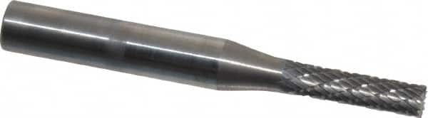 SGS Pro - 5/32" Cut Diam, 1/4" Shank Diam, Cylinder with End Cut Head Double Cut Burr - Carbide, End Cut End, 5/8" LOC - Benchmark Tooling