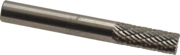 SGS Pro - 1/4" Cut Diam, 1/4" Shank Diam, Cylinder with End Cut Head Double Cut Burr - Carbide, End Cut End, 5/8" LOC, 2" OAL - Benchmark Tooling