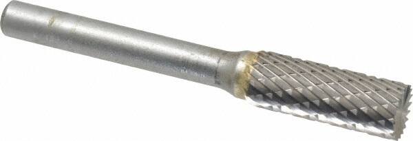 SGS Pro - 3/8" Cut Diam, 1/4" Shank Diam, Cylinder with End Cut Head Double Cut Burr - Carbide, End Cut End, 1" LOC - Benchmark Tooling