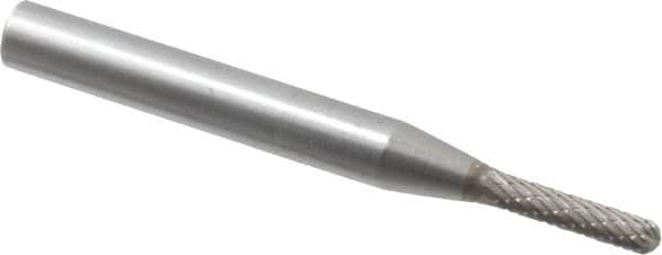 SGS Pro - 1/8" Cut Diam, 1/4" Shank Diam, Cylinder with Radius Head Double Cut Burr - Carbide, Radius End, 5/8" LOC - Benchmark Tooling