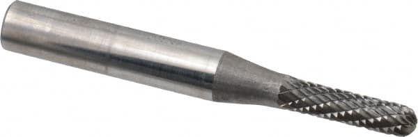 SGS Pro - 5/32" Cut Diam, 1/4" Shank Diam, Cylinder with Radius Head Double Cut Burr - Carbide, Radius End, 5/8" LOC - Benchmark Tooling