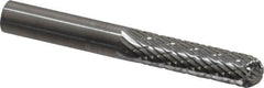 SGS Pro - 1/4" Cut Diam, 1/4" Shank Diam, Cylinder with Radius Head Double Cut Burr - Carbide, Radius End, 1" LOC, 2" OAL - Benchmark Tooling