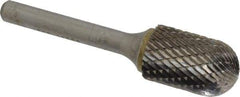 SGS Pro - 5/8" Cut Diam, 1/4" Shank Diam, Cylinder with Radius Head Double Cut Burr - Carbide, Radius End, 1" LOC, 2-3/4" OAL - Benchmark Tooling