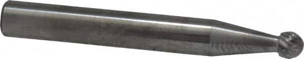 SGS Pro - 3/16" Cut Diam, 1/4" Shank Diam, Ball Head Double Cut Burr - Carbide, Radius End, 1/8" LOC - Benchmark Tooling