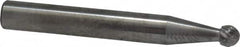 SGS Pro - 3/16" Cut Diam, 1/4" Shank Diam, Ball Head Double Cut Burr - Carbide, Radius End, 1/8" LOC - Benchmark Tooling