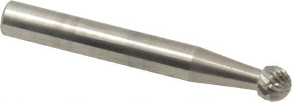 SGS Pro - 1/4" Cut Diam, 1/4" Shank Diam, Ball Head Double Cut Burr - Carbide, Radius End, 7/32" LOC - Benchmark Tooling