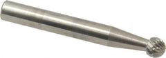 SGS Pro - 1/4" Cut Diam, 1/4" Shank Diam, Ball Head Double Cut Burr - Carbide, Radius End, 7/32" LOC - Benchmark Tooling