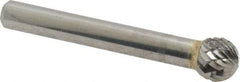 SGS Pro - 3/8" Cut Diam, 1/4" Shank Diam, Ball Head Double Cut Burr - Carbide, Radius End, 5/16" LOC - Benchmark Tooling