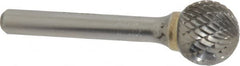 SGS Pro - 5/8" Cut Diam, 1/4" Shank Diam, Ball Head Double Cut Burr - Carbide, Radius End, 9/16" LOC - Benchmark Tooling