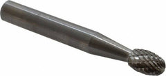 SGS Pro - 1/4" Cut Diam, 1/4" Shank Diam, Oval Head Double Cut Burr - Carbide, Radius End, 3/8" LOC - Benchmark Tooling